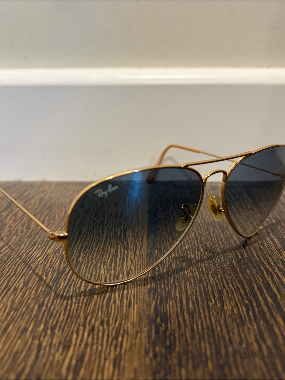 Ray-Ban Aviator Sunglasses Large Metal 00173F Gold Frame Blue Lenses 62-14 2N